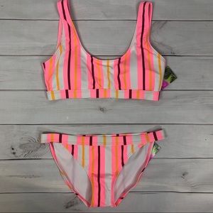 Neon Stripe Two Piece Bikini